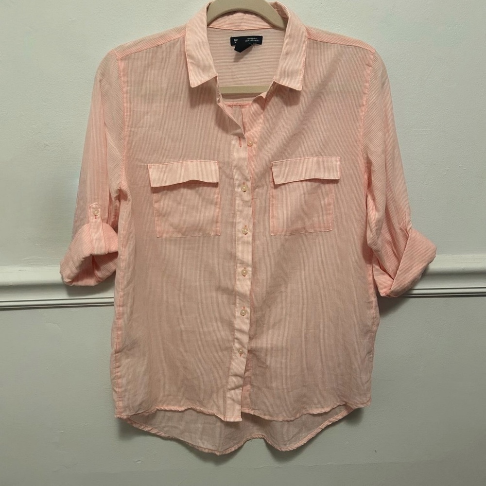 GAP Pink & White Striped Button Down - Size XS